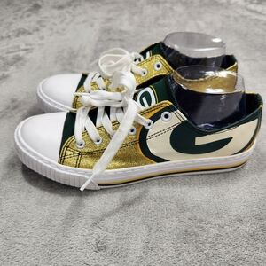 Green Bay Packers Womens Glitter Low Top Canvas Shoe Size 10 Foco